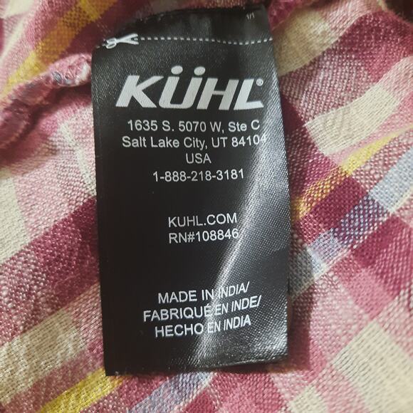 Kuhl Wylde Womens Red Plaid Lightweight Short Sleeve Top Size Medium - Picture 5 of 7